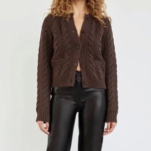 Aritzia Wilfred Leah Cardigan in Rich Mocha Brown Size S
